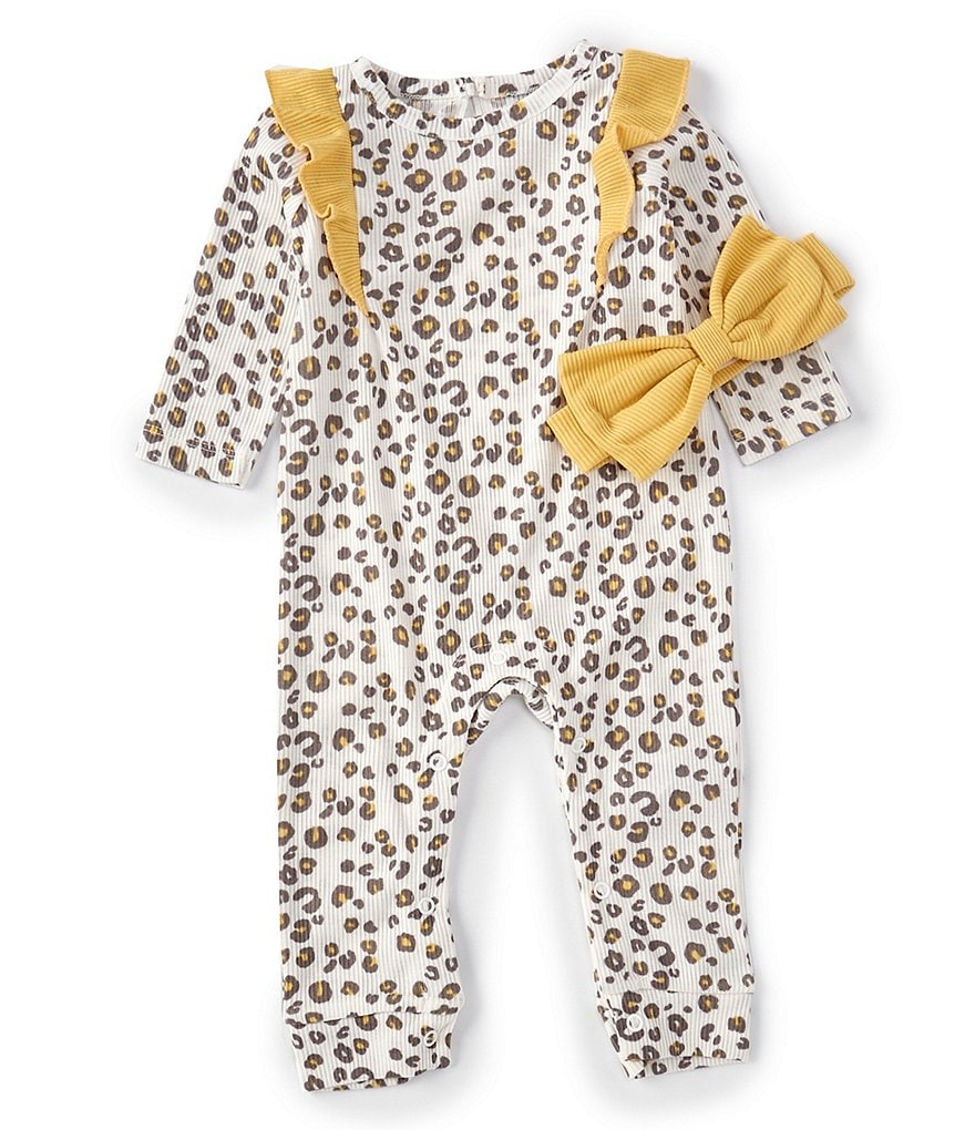 Baby Starters Baby Girls 3-9 Months Long Sleeve Leopard Coverall