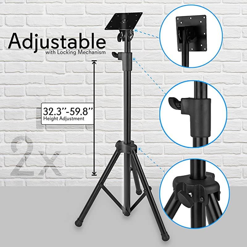 LED TV Tripod Stand - 2 Pcs Portable TV Stand, Foldable TV Stand Mount, Fits LCD Flat Panel Screen TV Up to 32" w/Adjustable Tilt & Height, 22lbs Weight Capacity, VESA 75, 100 - PTVSTNDPT3215X2