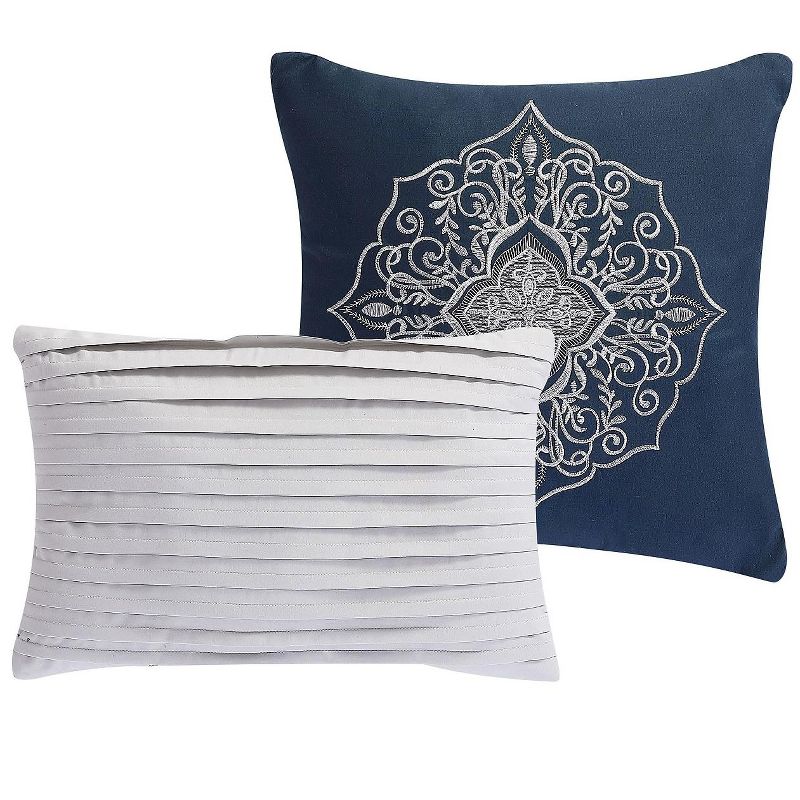 VCNY Home Yorkshire Jacquard Navy Medallion Comforter Set - Blue 7 Piece King