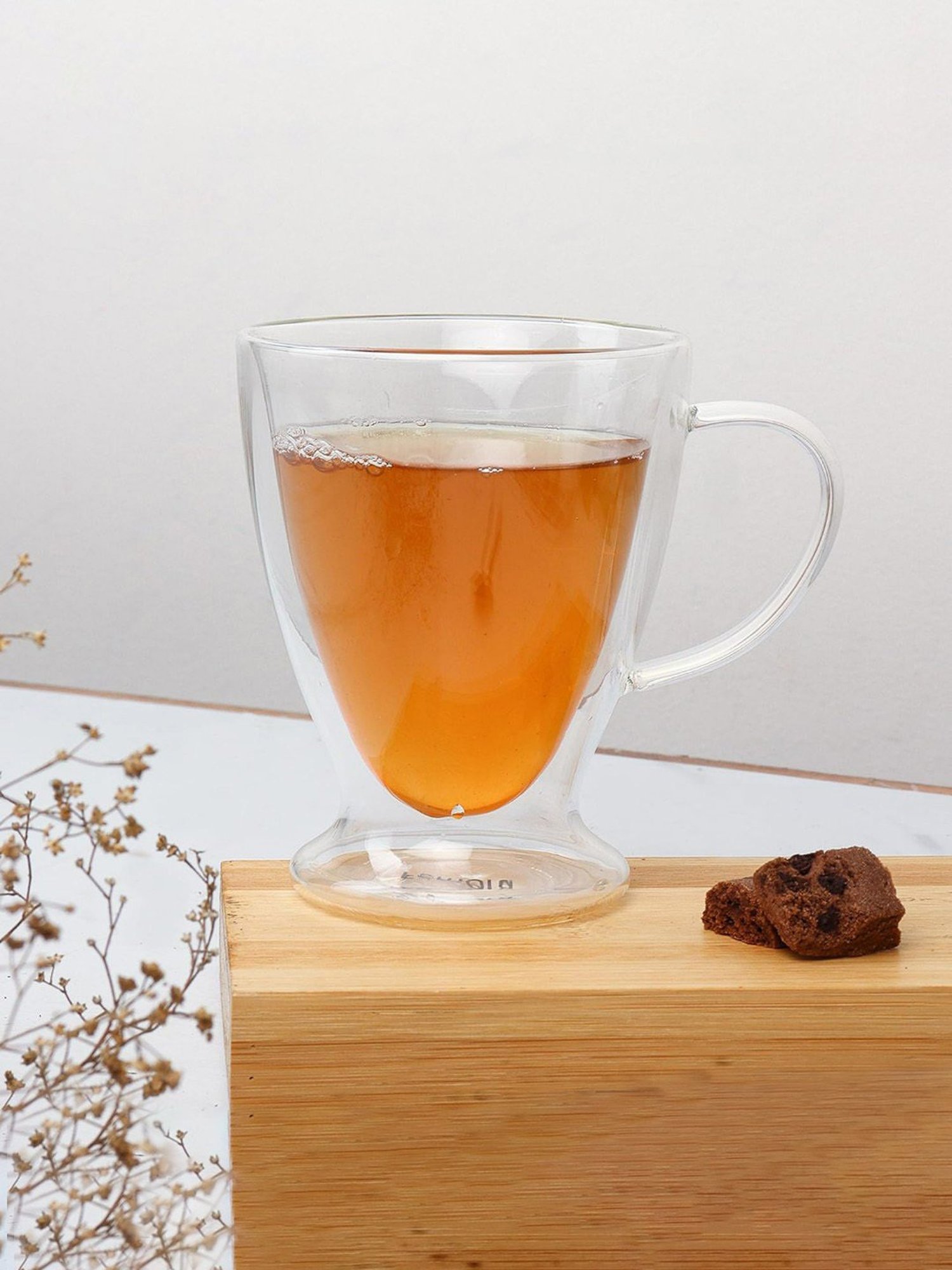 Femora Transparent Borosilicate Double Wall Coffee Cup - Set of 4 (320ml)