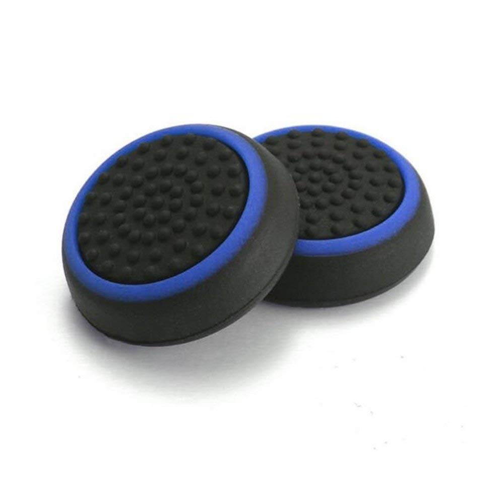 Silicone Thumb Stick Joystick Cap Analog Grip Thumbsticks Cap Cover Case for PS4 PS3 Xbox One Xbox 360 Game Controllers (Black-Blue)