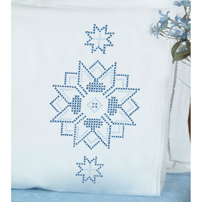 Jack Dempsey Stamped Pillowcases W/White Lace Edge 2/Pkg-XX Star