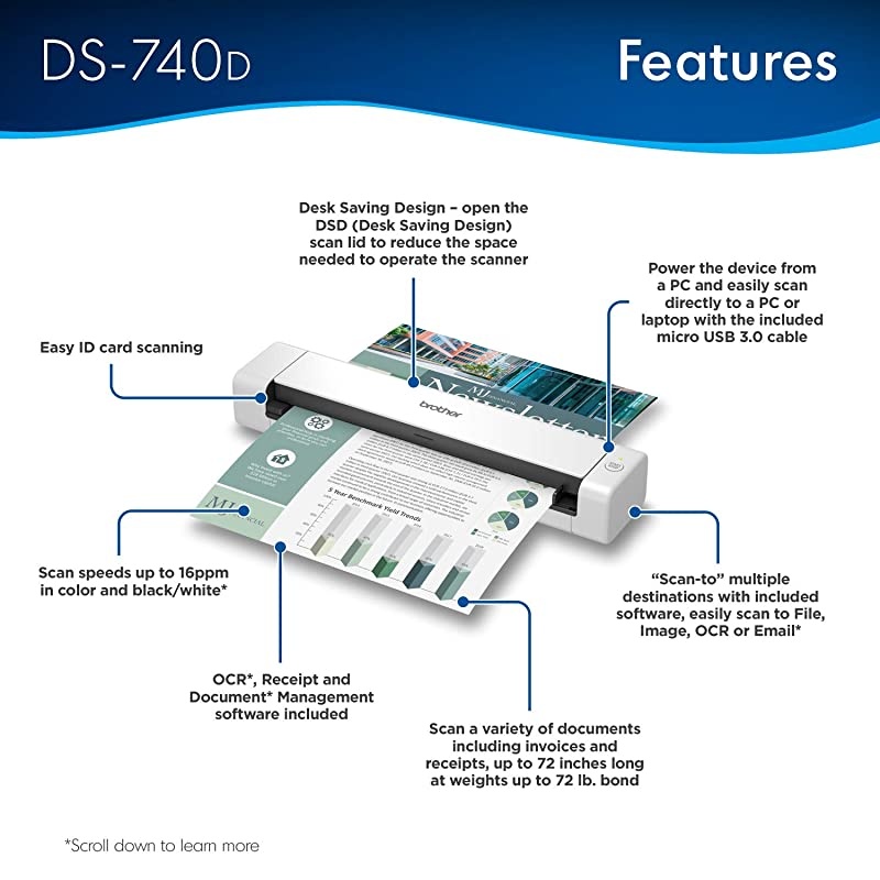 DS-740D Duplex Compact Mobile Document Scanner
