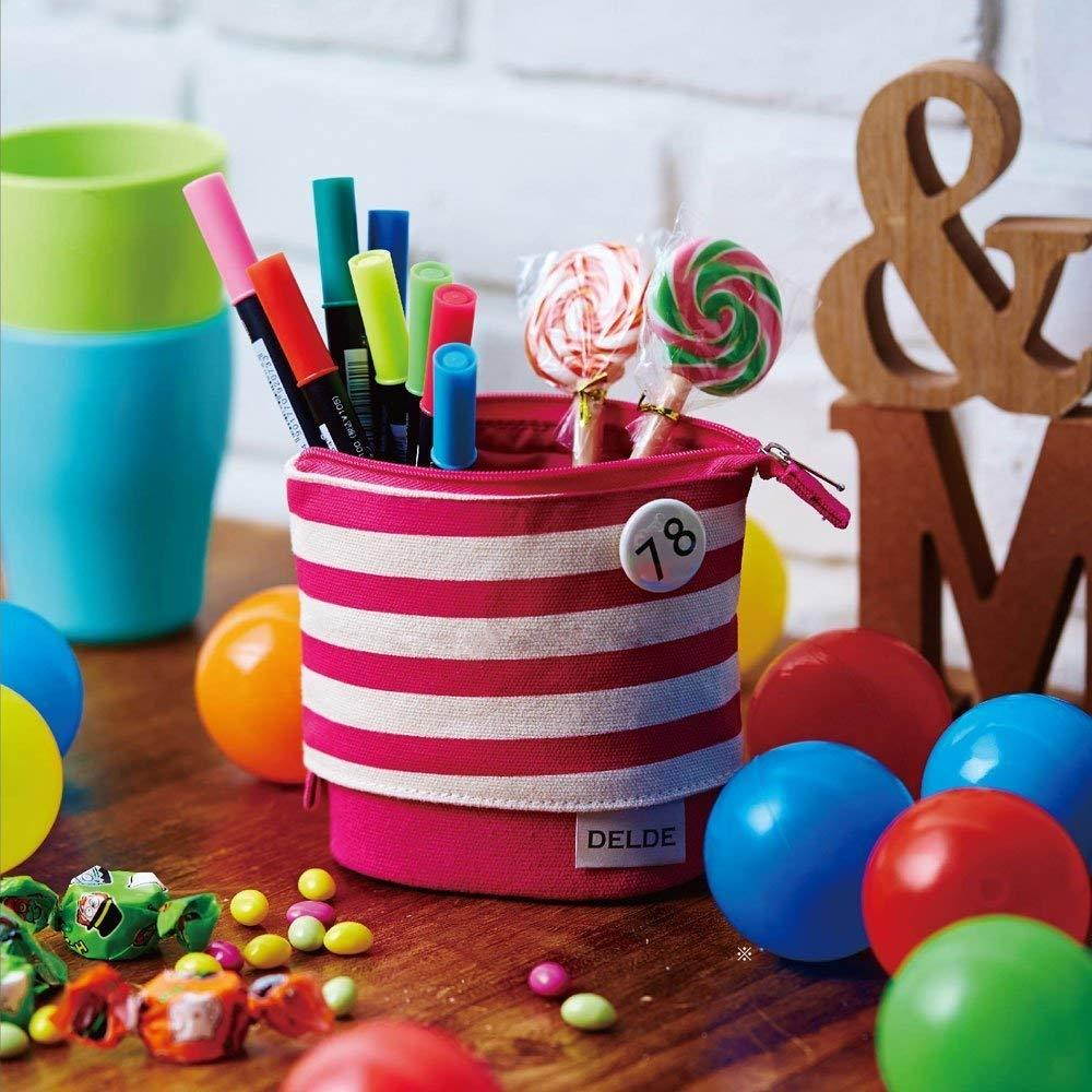 DELDE Pen Case, Pop Blue Stripe