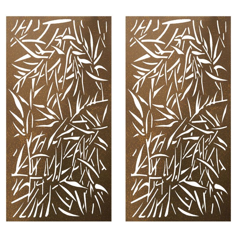 Stratco Decorative Laser Cut 6 x 3 Foot Lightweight Steel Metal Privacy Screen Wall Art Hanging Panel for Walls and Fences, Jungle Design, Set of 2