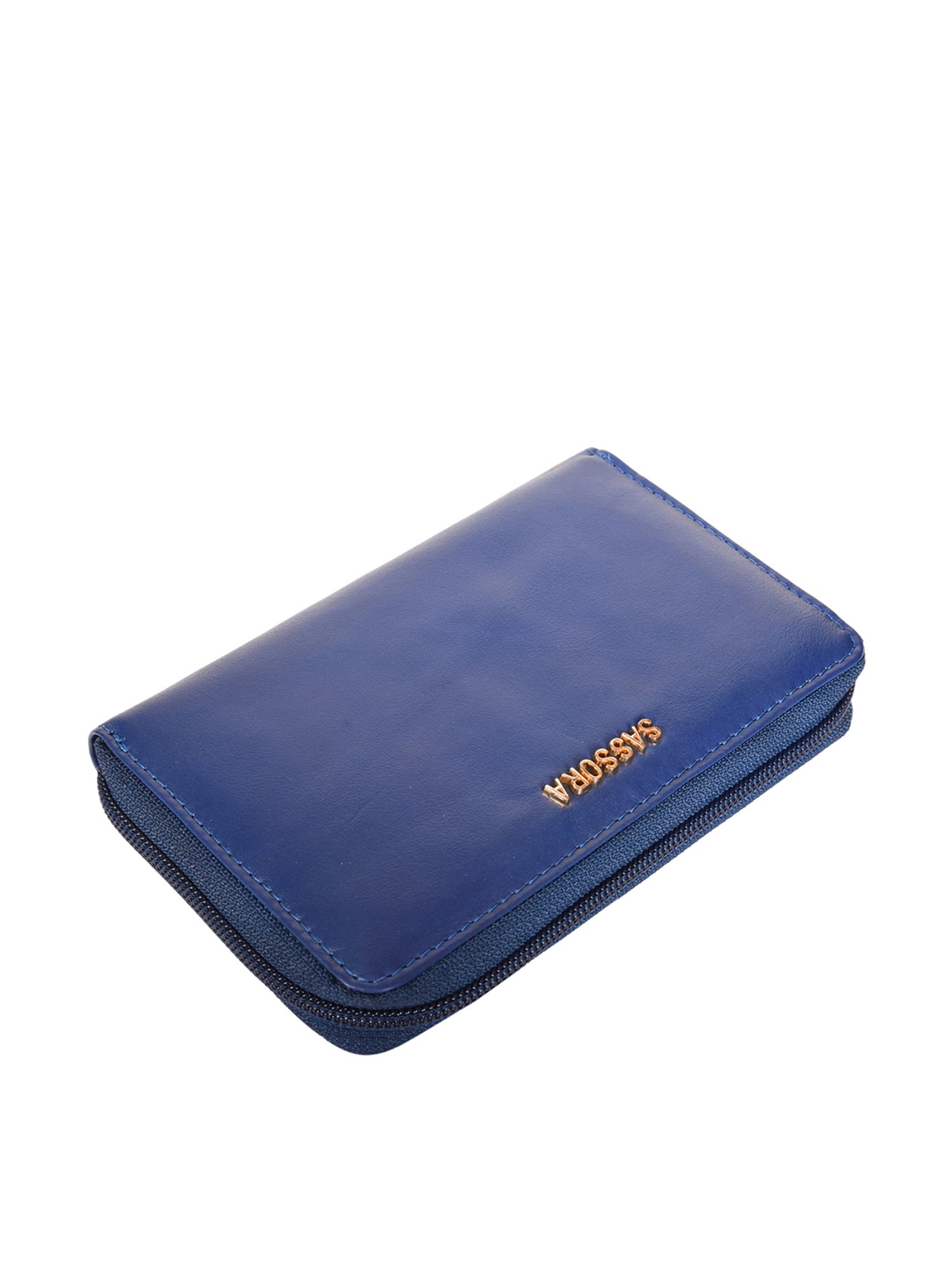 SASSORA Blue Solid Rfid Zip Around Wallet for Women
