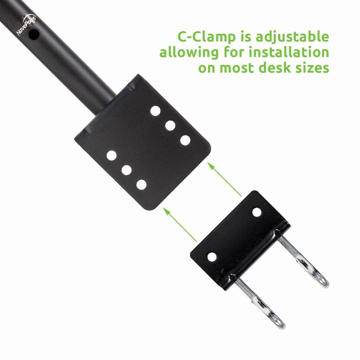 NavePoint Articulating Triple LCD Monitor Mount Stand C-Clamp Holds 3 Monitors Up To 24-Inches Black