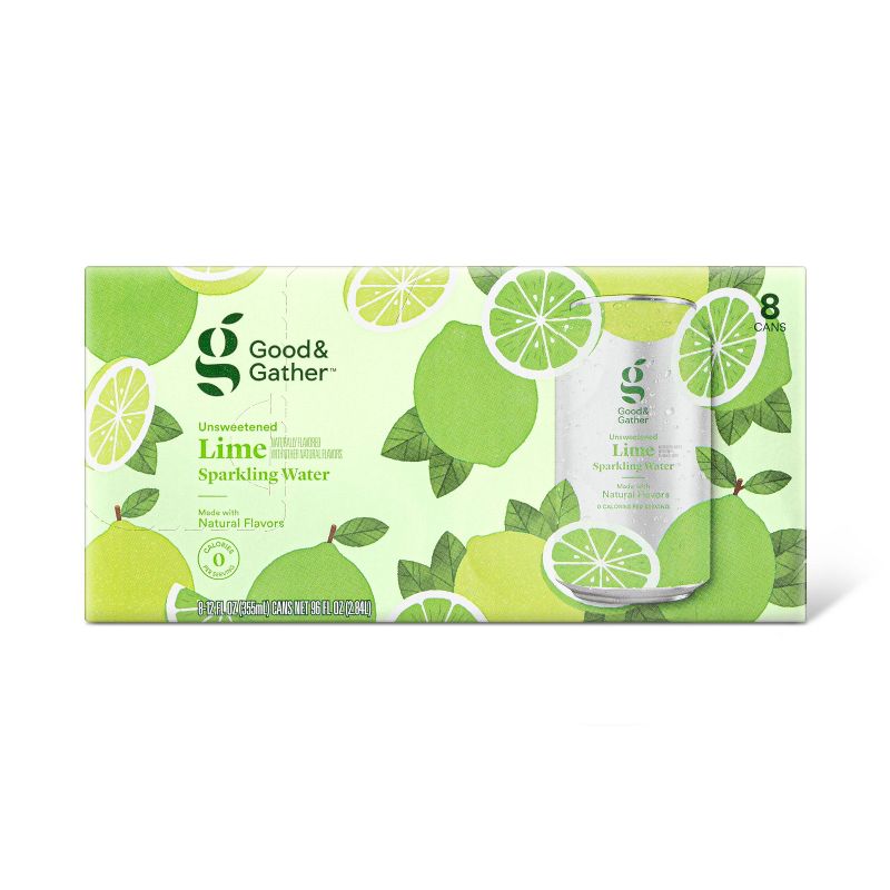 Lime Sparkling Water - 8pk/12 fl oz Cans - Good & Gather™