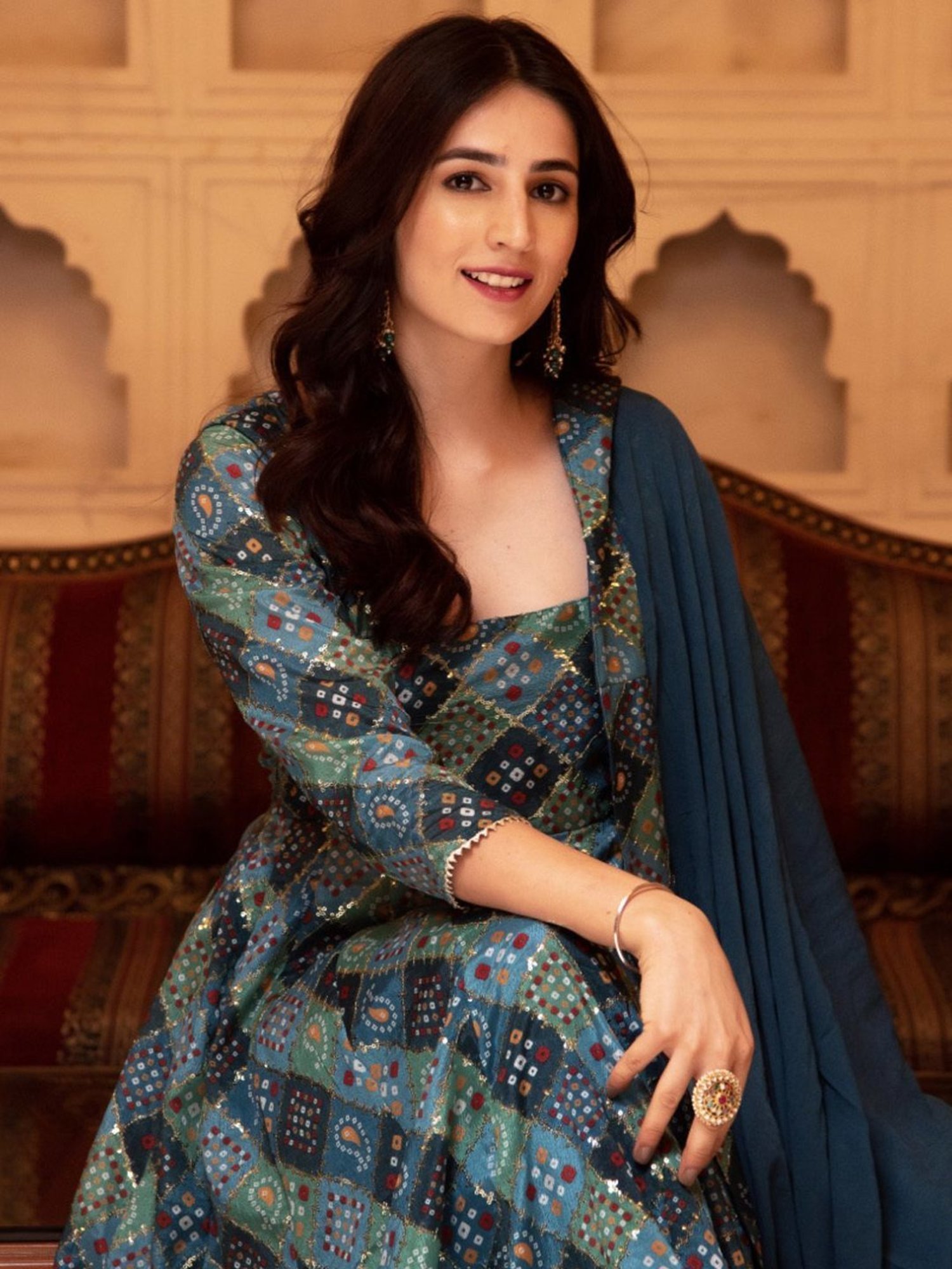 Calmna Naaz Sequin Blue Anarkali Suit Set