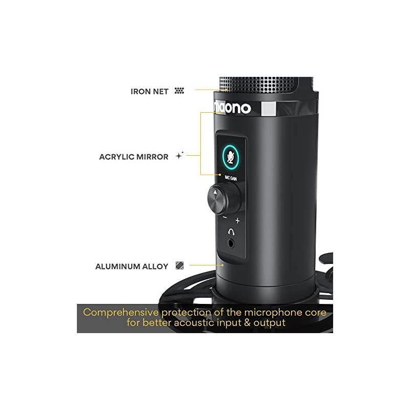 USB Microphone with Zero Latency Monitoring  AU-PM422 192KHZ/24BIT Professional Cardioid Condenser Mic with Touch Mute Button and Mic Gain Knob for Recording, Podcasting, Gaming, YouTube