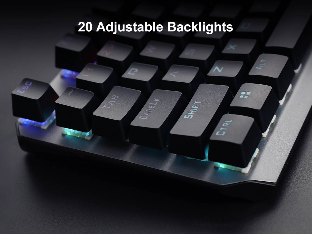 MAIBENBEN MECHREVO S1 Mechanical Gaming Keyboard 104 Keys Blue/Red/Black Switch Metal Panel Colorful Backlights Wired USB For PC Desktop Computer Laptop Notebook White/Grey Keycaps