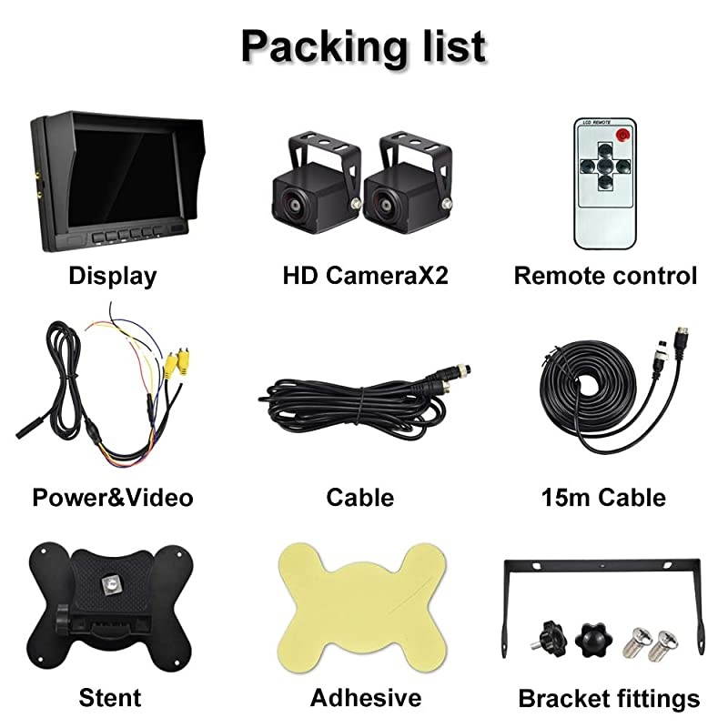 Backup Camera System Rearview Mirror with DVR Function 1080P HD 7 Inch Monitor Waterproof Night Vision Rear Veiw Camera for Truck Trailer Heavy Box RV Camper Bus 12V36V