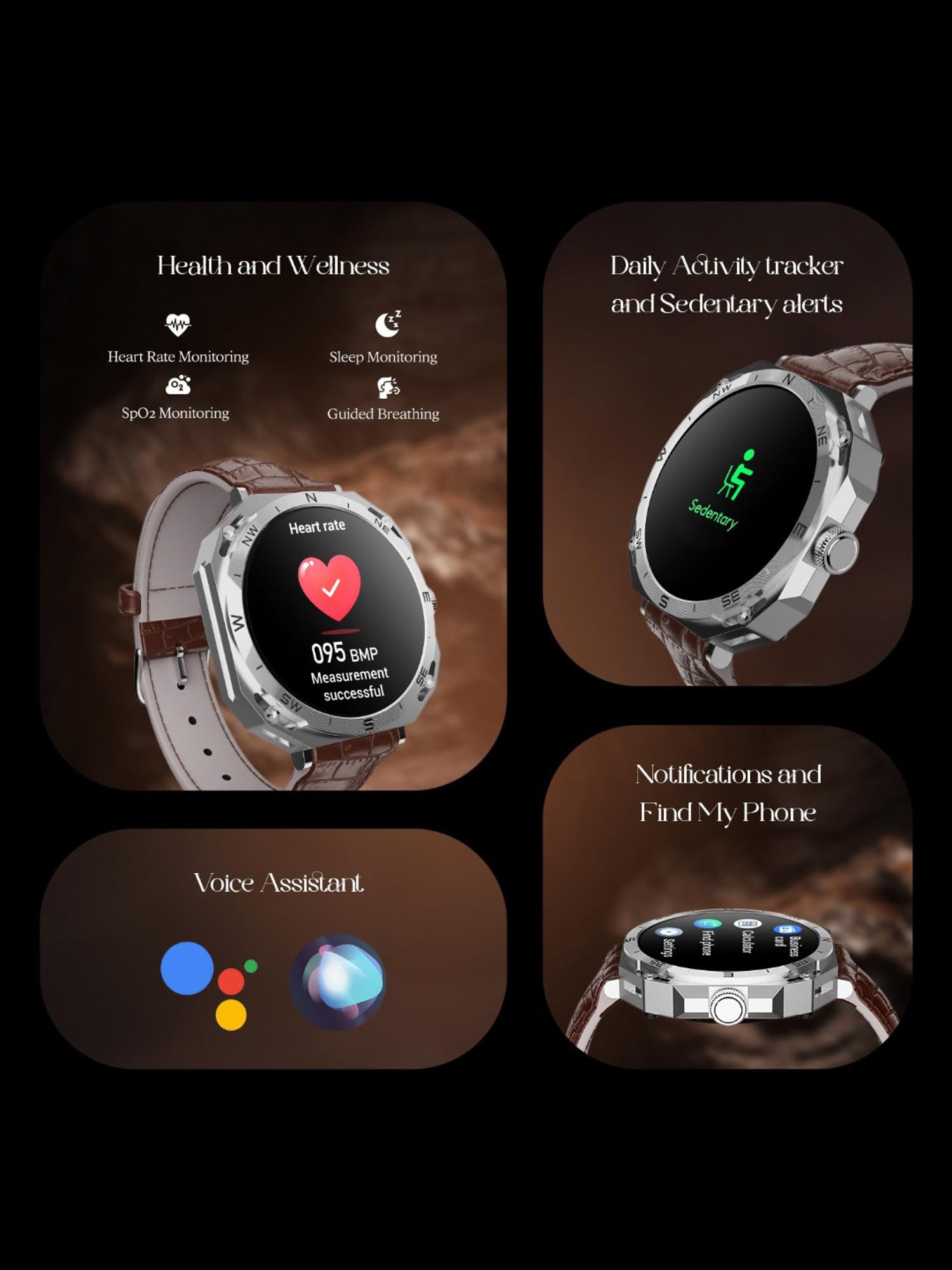 Boat Enigma Z20 Smartwatch with 1.51 inch HD Display & Voice Assistant (Brown leather)