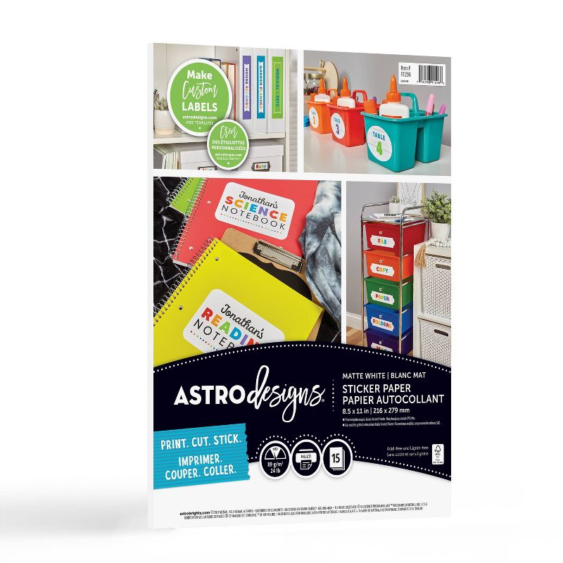 15ct Matte Sticker Paper White - Astrobrights