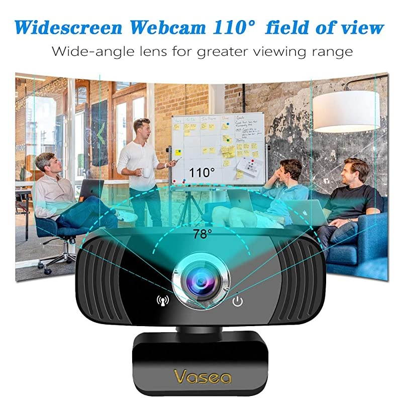 USB Webcam with Microphone, Full HD Webcam for Laptop and Desktop - Video Calling and Recording PC Webcam for Streaming, 360 Degree Rotatable