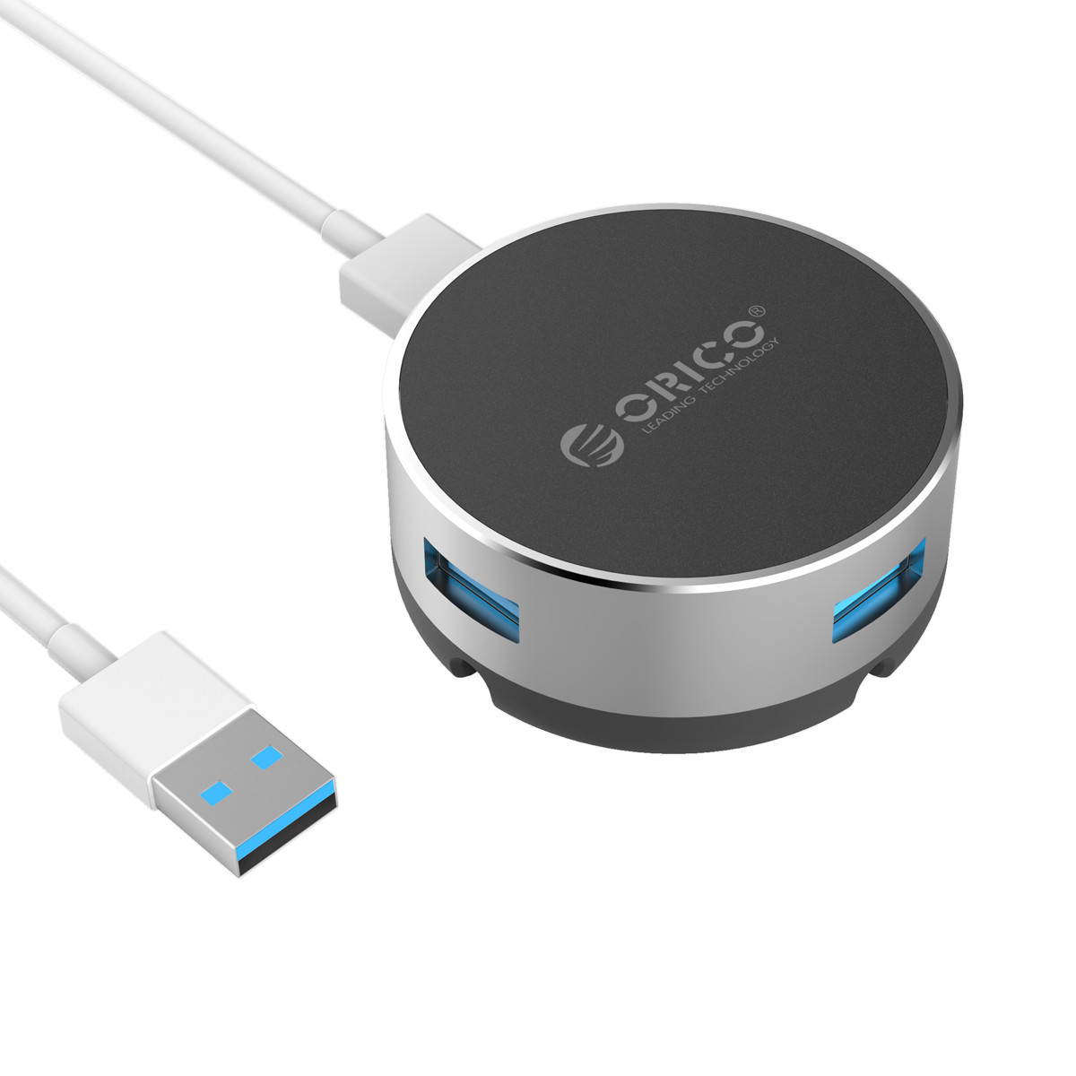 ORICO 3 ports USB3.0 Mouse Cable Management Hub aluminum alloy and rubber mat,Multi-safety protection  Silver (BNS1) (BNS1)