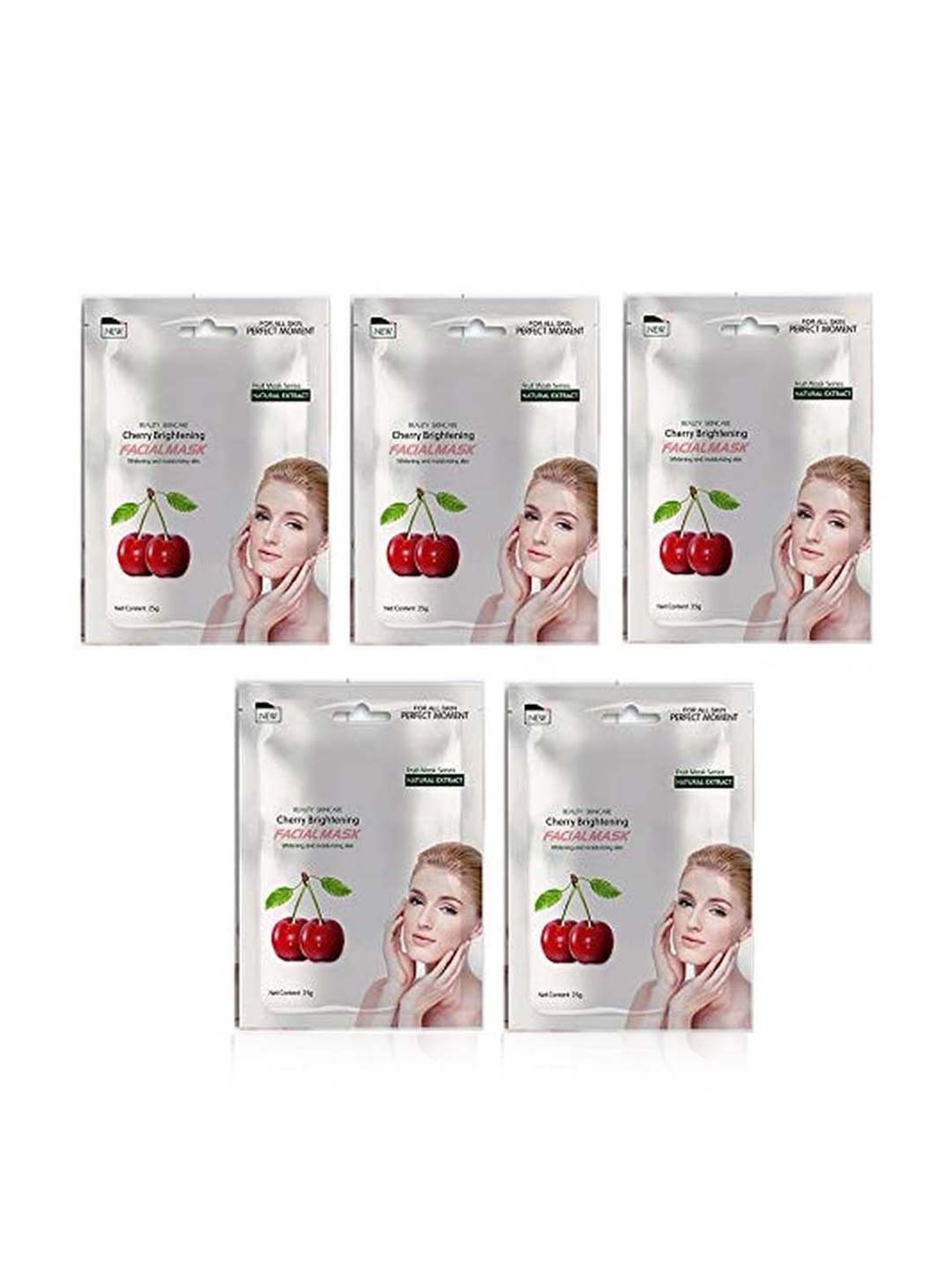 MONDSUB Cherry Brightening Facial Sheet Masks ( Pack of 5) - 25 gm Each