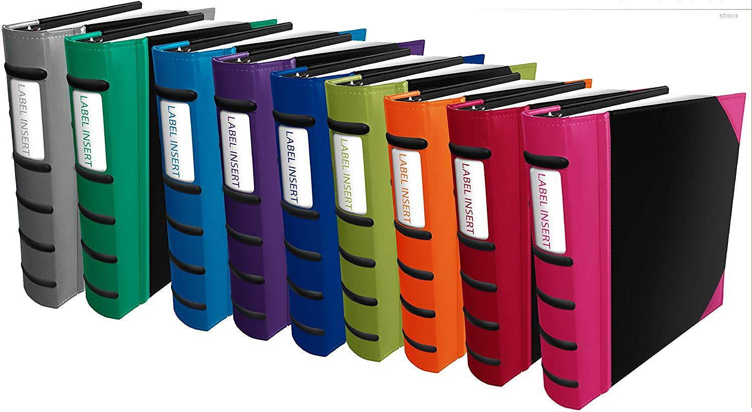 New Project Executive Binders, Heavy duty 3 ring stitched leatherette cover with ribbed spine and name tag insert on spine (GREY BLUE)