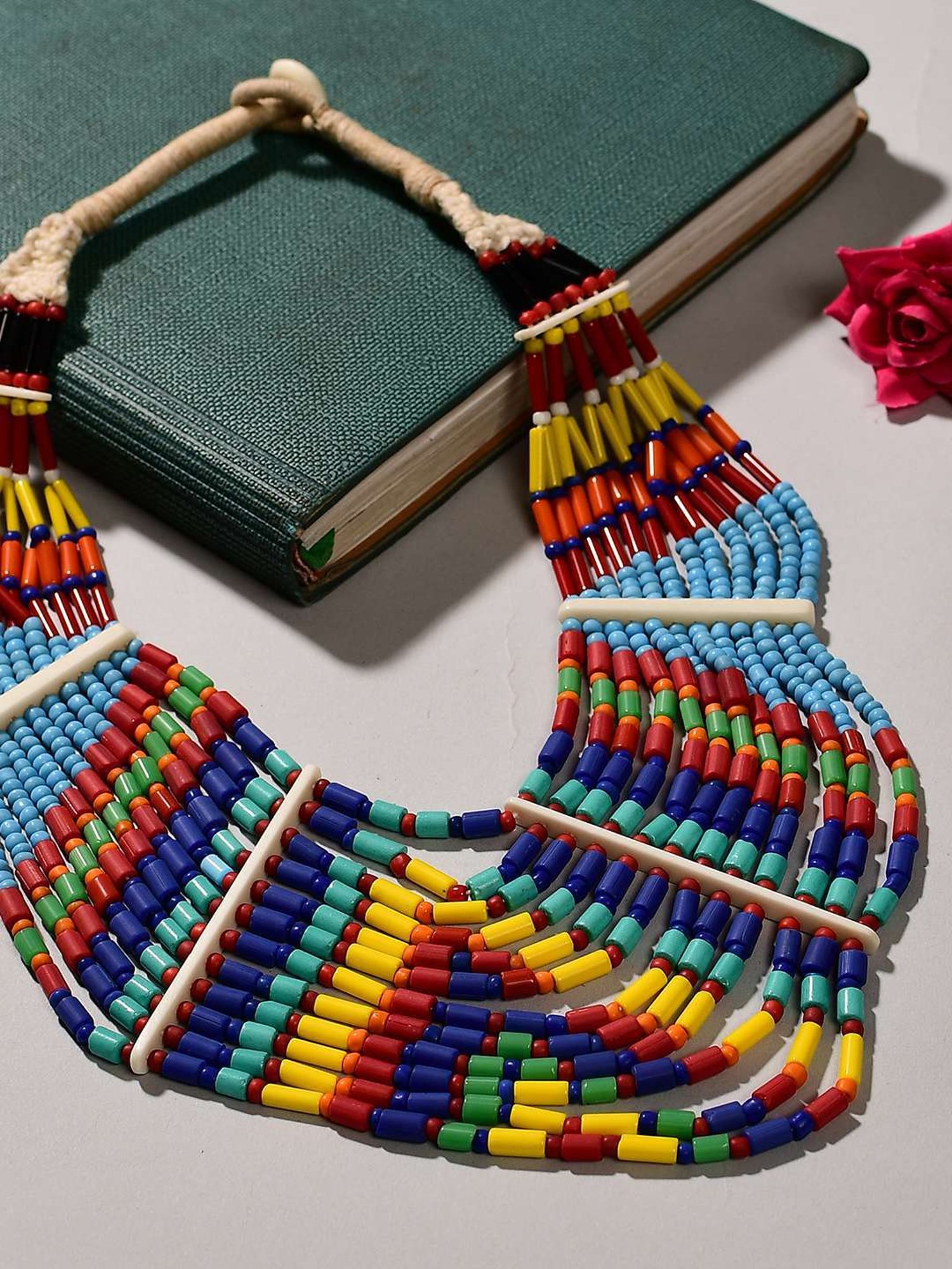 Imli Street Multicolor Vintage Naga Beaded Tribal Necklace