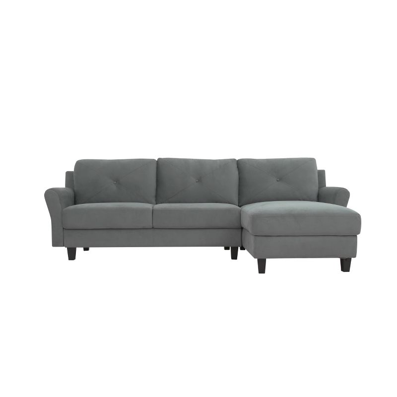 Henry 3 Seat Sectional Sofa with Rolled Arms Dark Gray - Lifestyle Solutions