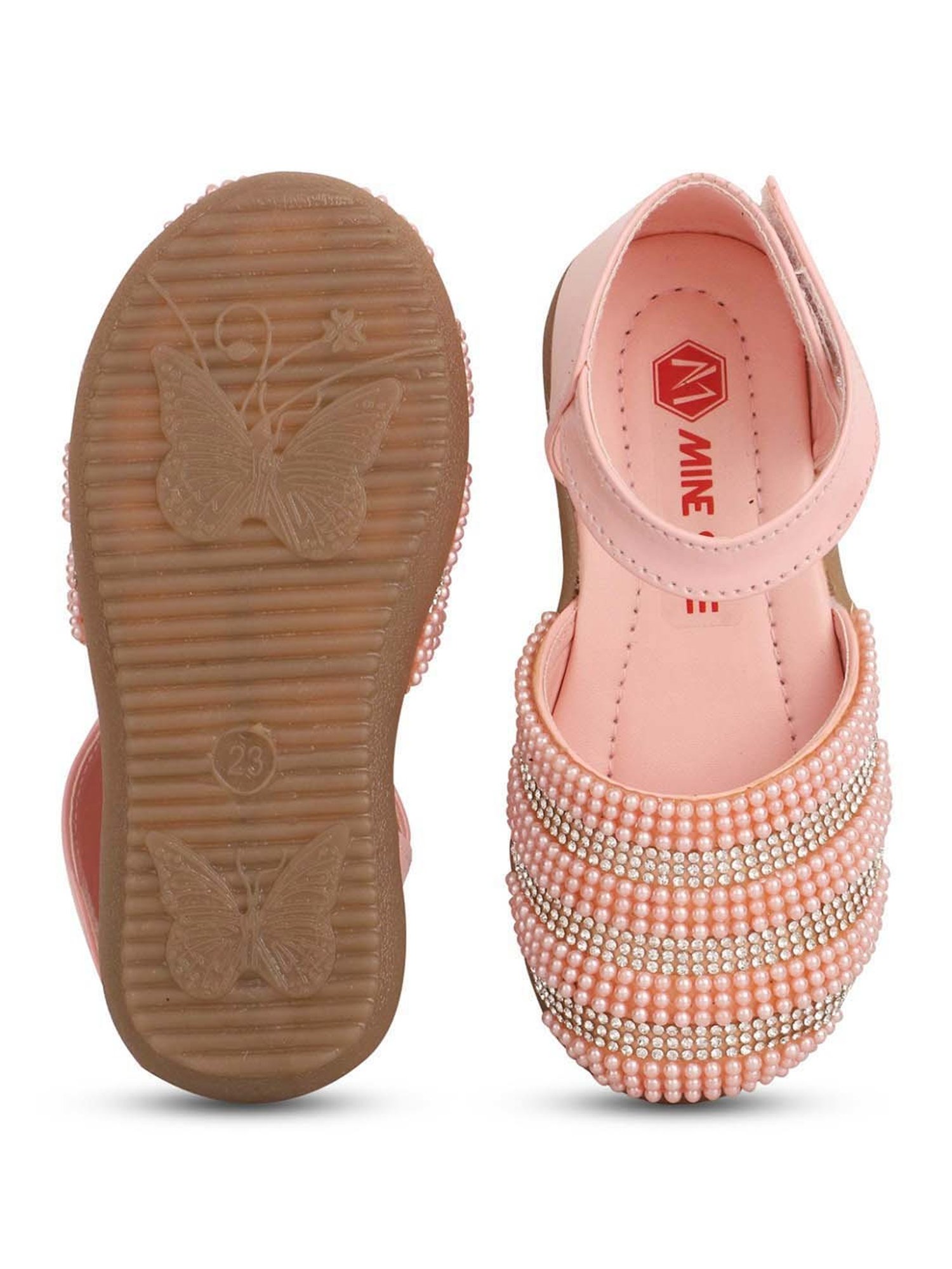 Minesole Kids Baby Pink Ethnic Sandals