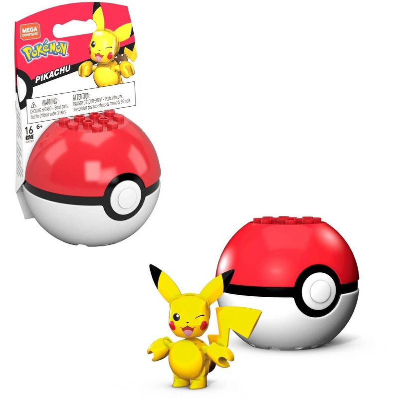 Mega Construx Pokemon Pikachu Poke Ball Construction Set