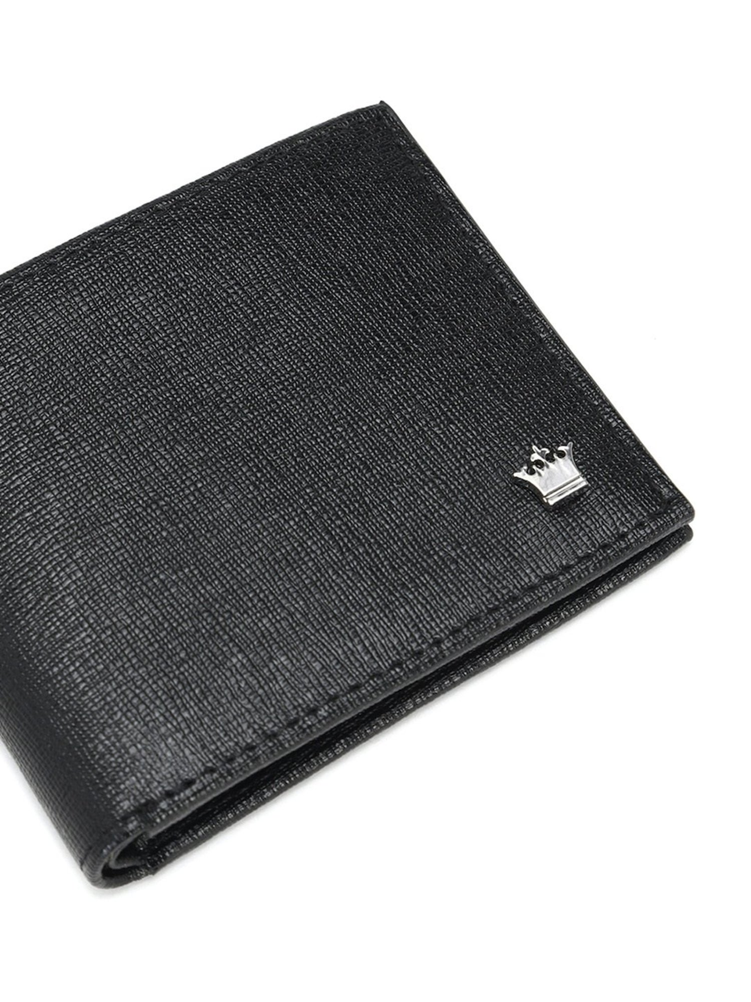Louis Philippe Black Textured Leather Bi-Fold Wallet for Men