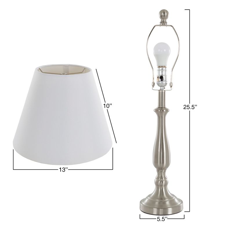 Table Lamps and Floor Lamp Traditional Set of 3 (3 LED bulbs included) Brushed Steel - Yorkshire Home