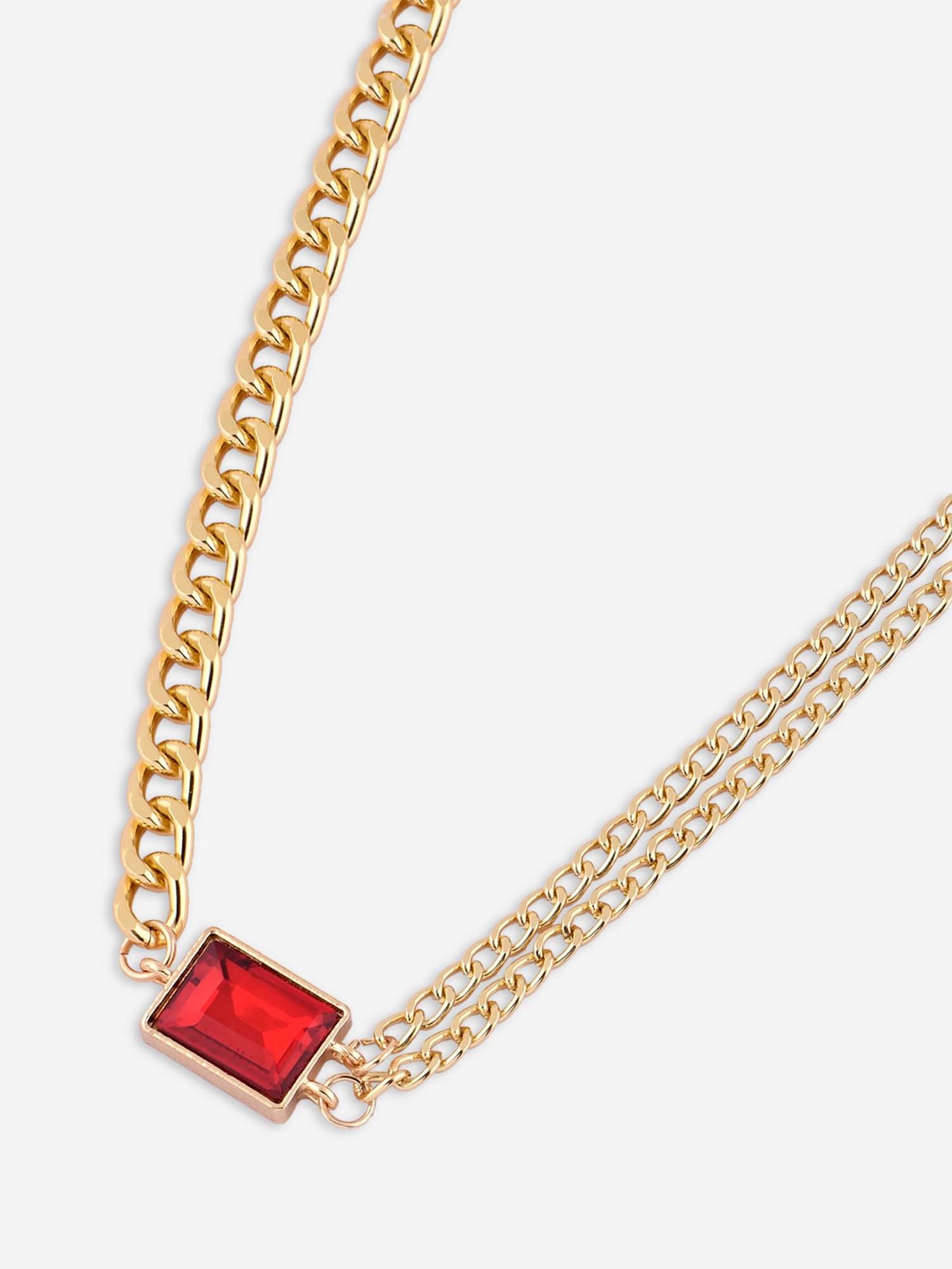 Toniq Red Gold-Plated Shape Colour Stone Party Wear Choker Necklace for Women