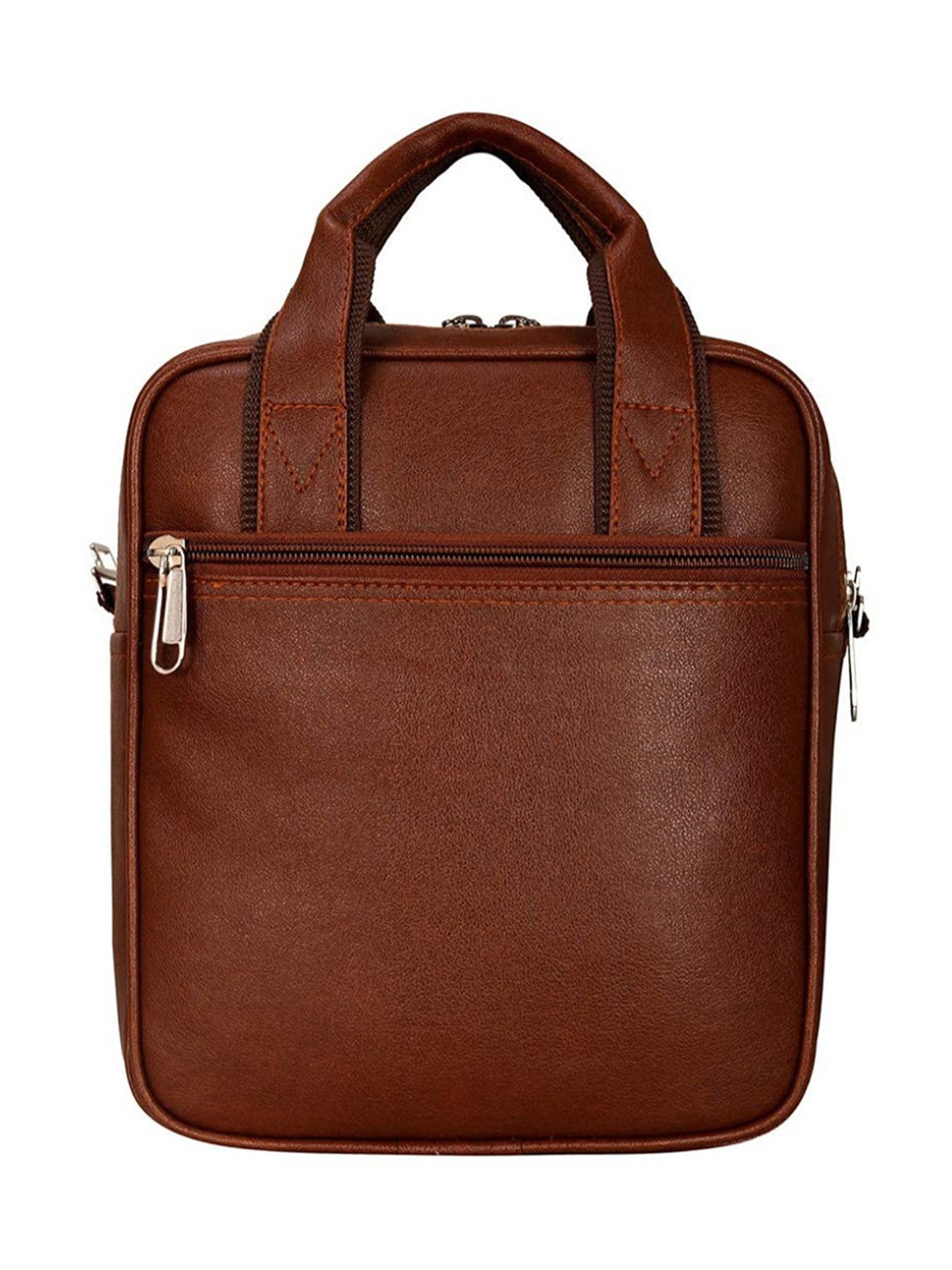 Leather World Tan Solid Medium Crossbody Bag