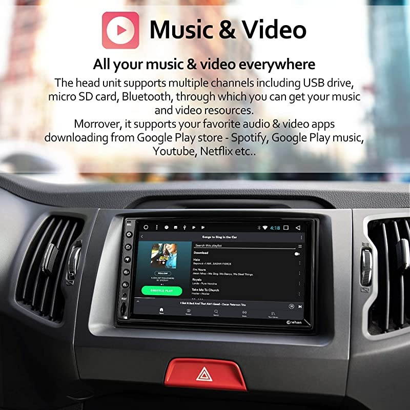 Double Din Android Car Stereo -  Android 10 with 7 inch Touch Screen in Dash Car Stereo Video Multimedia Player with Bluetooth WiFi GPS Radio Navigation System (Android 10, 1GB Ram 16GB ROM)