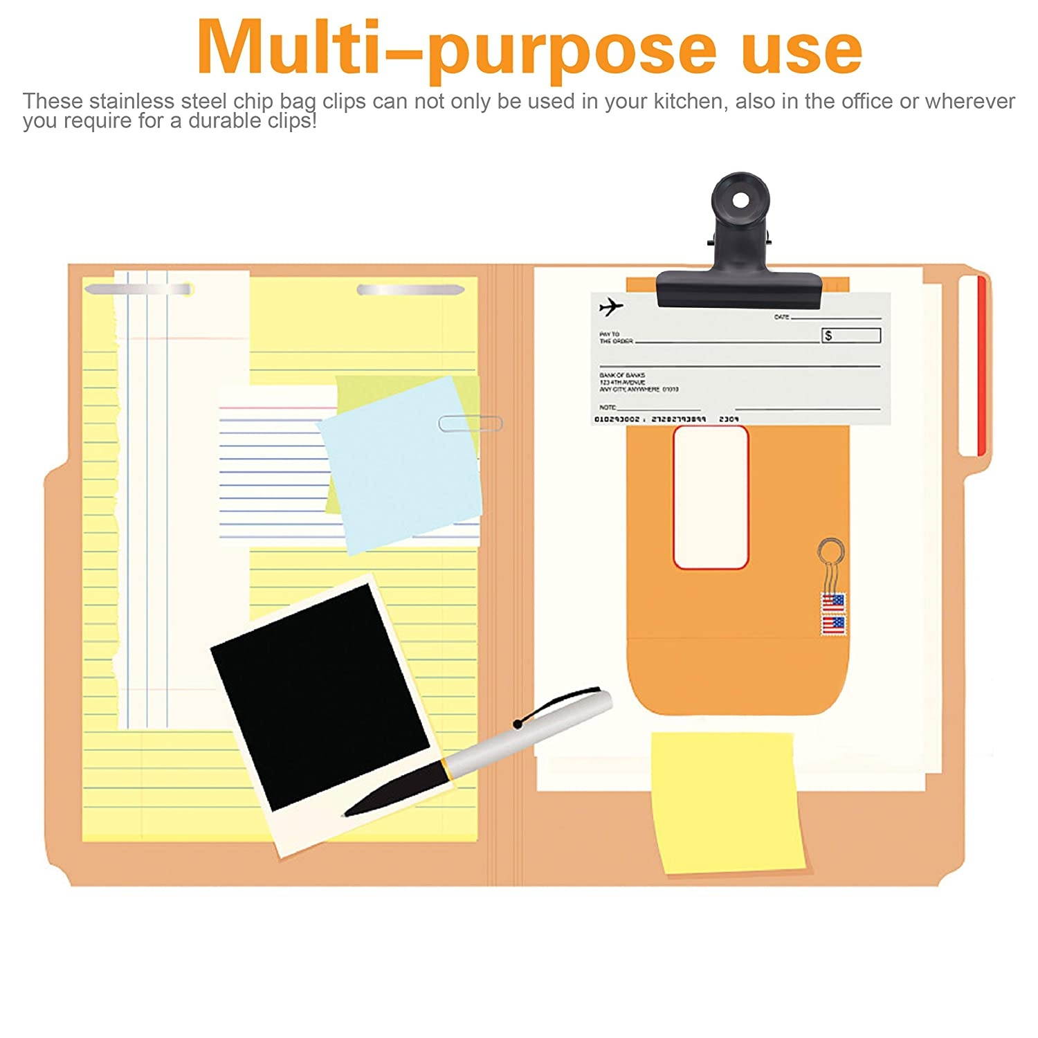 25pcs Black Bulldog Binder Paper Clips/Metal Hinge Clip File Clamps for Crafts, Food Bags, Drawings, Photos at Home Kitchen & Office Useage 4 Sizes 7/8" 2" 2-1/2" 3"