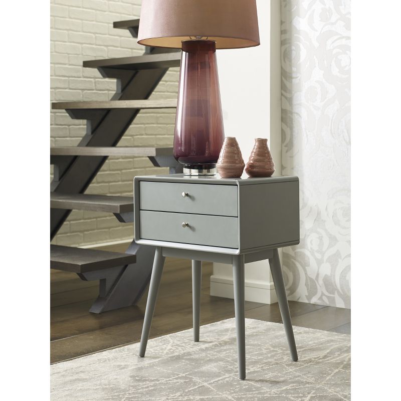 Rory Two Drawer Side Table Gray - Adore Decor