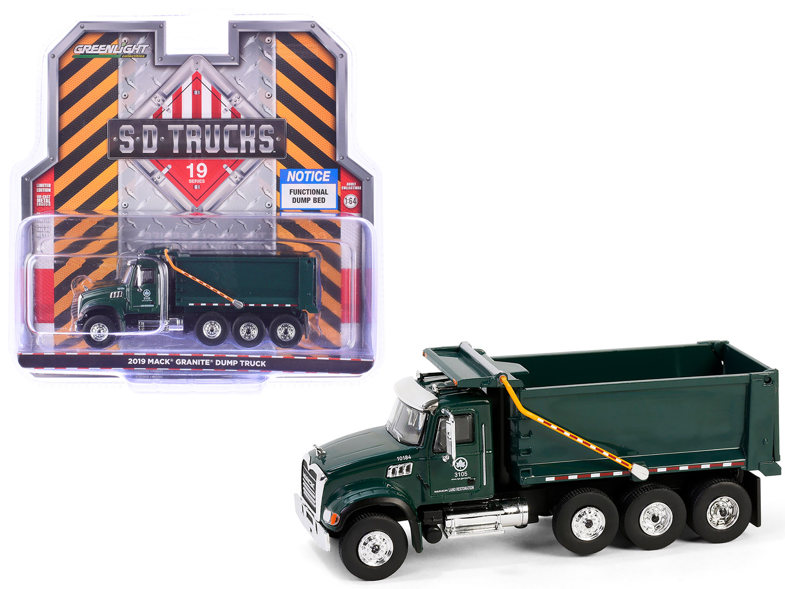 2019 Mack Granite Dump Truck "New York City Department of Parks & Recreation" Dark Green "S.D. Trucks" Series 19 1/64 Diecast Model by Greenlight