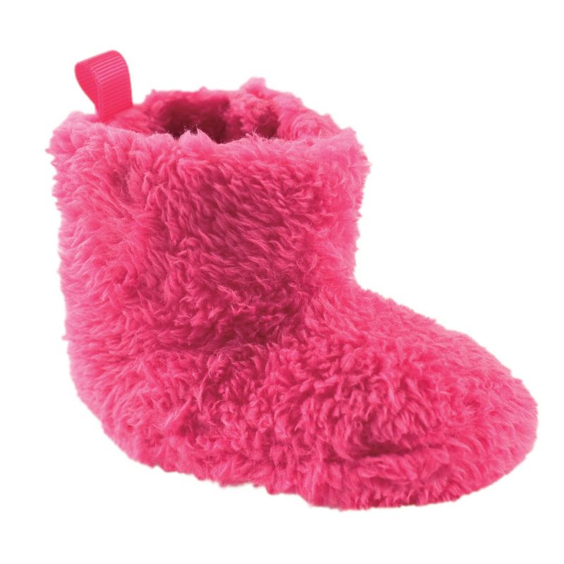 Luvable Friends Baby Girl Crib Shoes, Pink Sherpa, 6-12 Months