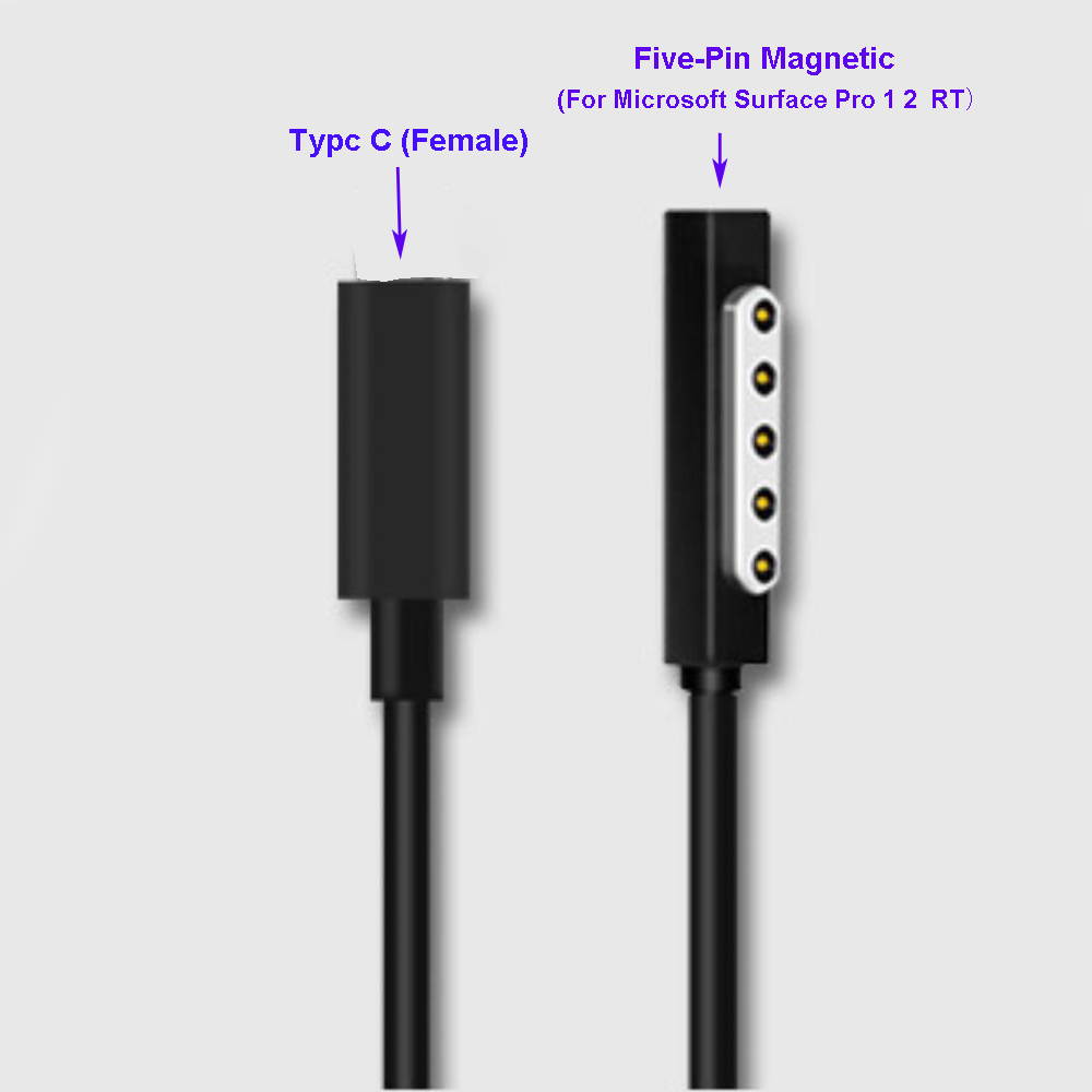 USB-C TYPE C Female Surface Charger Cable Power Cable for Microsoft Surface Pro 1 /2 RT
