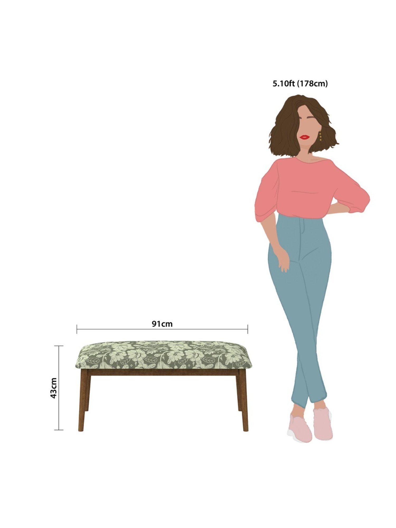 Chumbak Jodhpur Sailor Solid Blue Sheesham Wood Bench