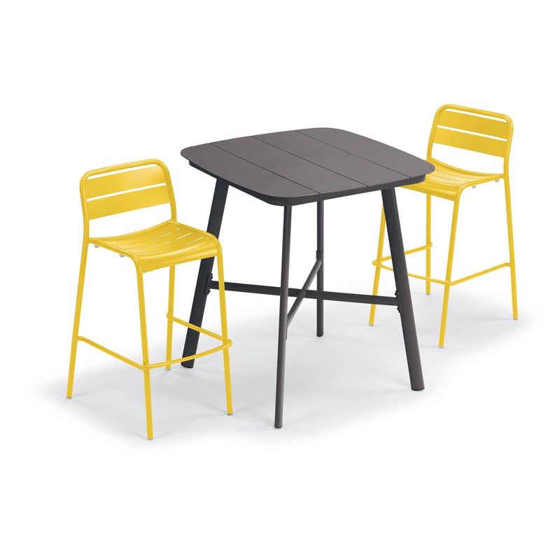 Kapri Patio Bar Chair with Saffron Powder-Coated Aluminum Frame - Oxford Garden