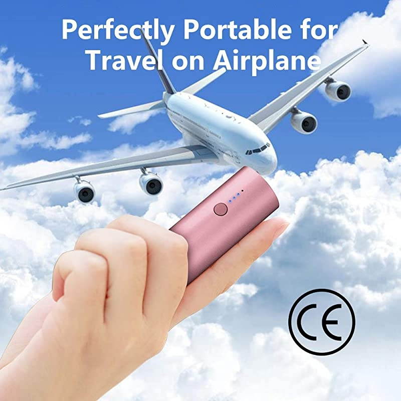 Portable Charger  UltraCompact Aluminum Power Bank 5000mAh Travel HighSpeed Output External Backup Battery Compatible iPhone iPad iPod Samsung Tablets PinkCharging Cable Included