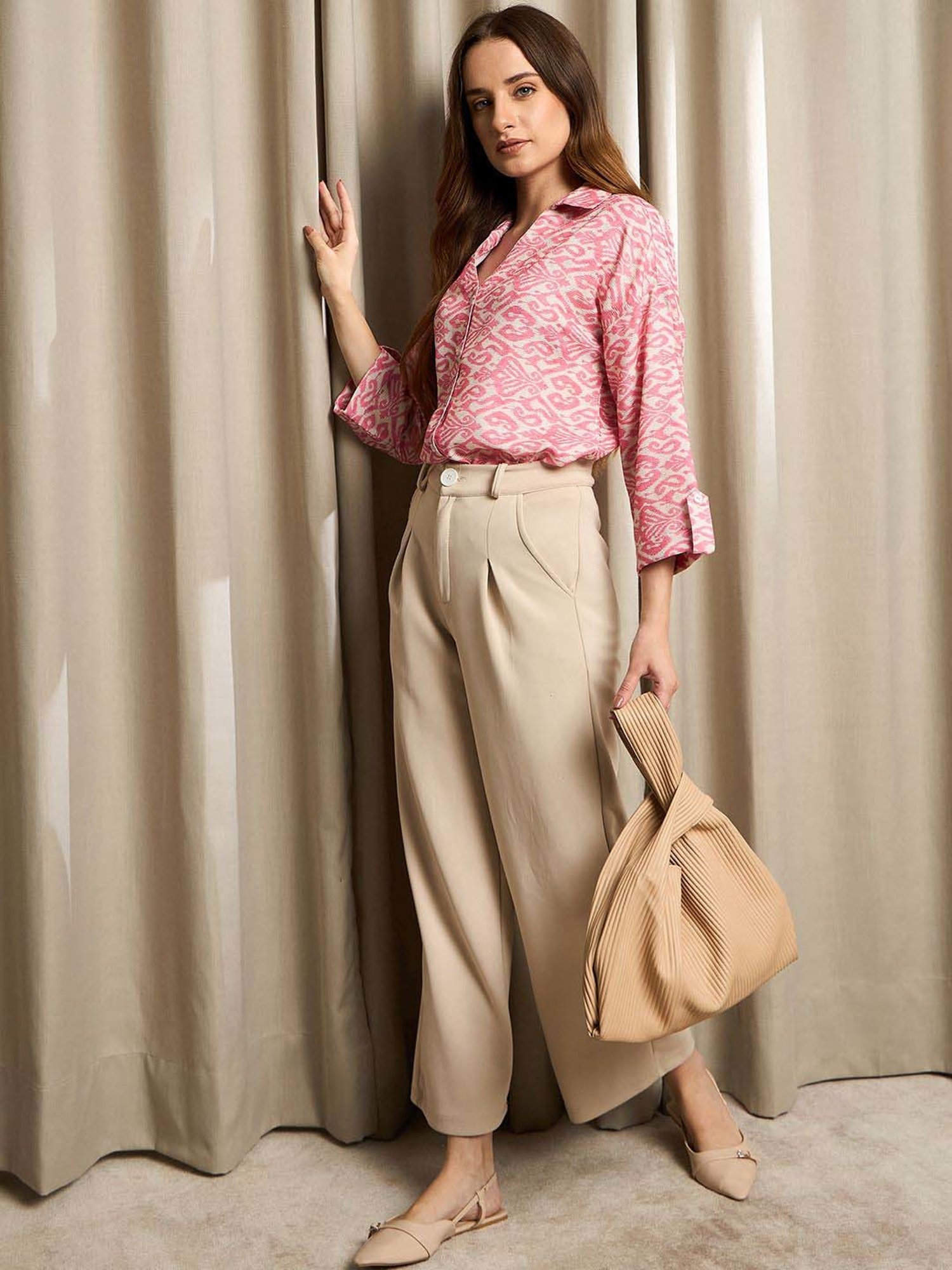 Marie Claire Pink Printed Shirt