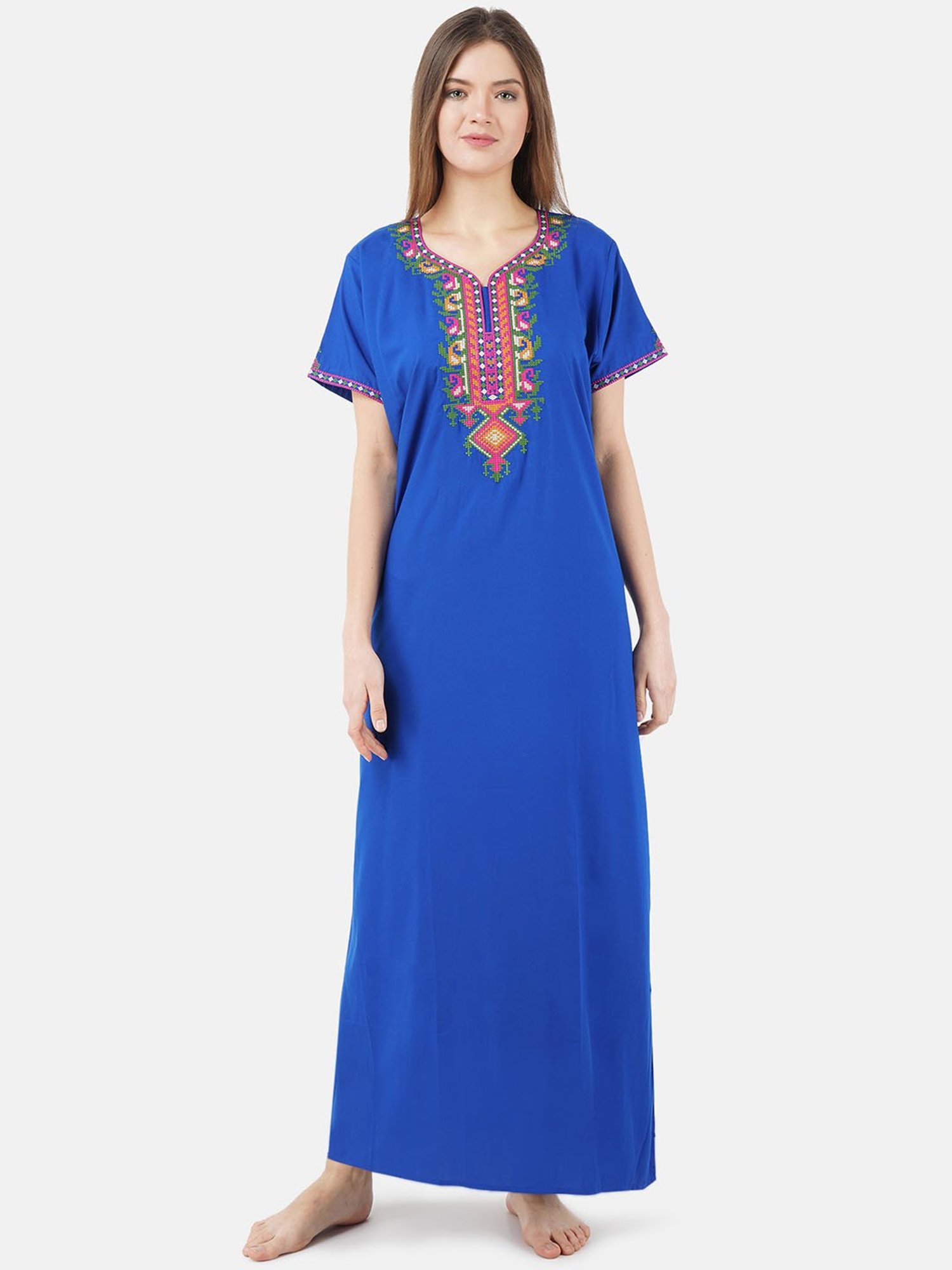 KOI SLEEPWEAR Blue Embroidered Nighty
