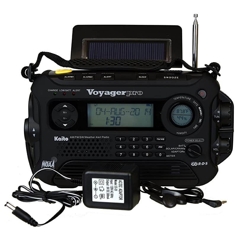 Voyager Pro KA600 Digital Solar DynamoWind UpDynamo Cranking AMFMLWSW amp NOAA Weather Emergency Radio with Flashlight Reading Lamp AlertSmart Phone Charger amp RDS and RealTime Alert with AC Adapter