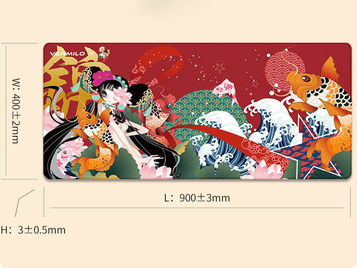 Varmilo Extra Large National Beauty Beijing Opera Desk Pad/Mat with Stitched Edges  Mouse Pad