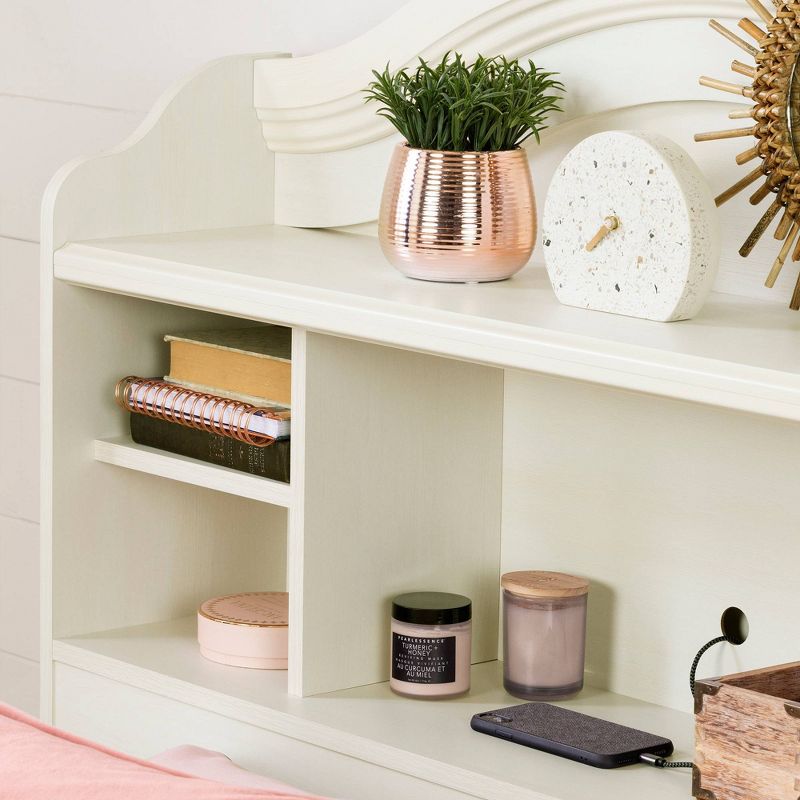 Full Summer Breeze Bookcase Headboard   White Wash  - South Shore