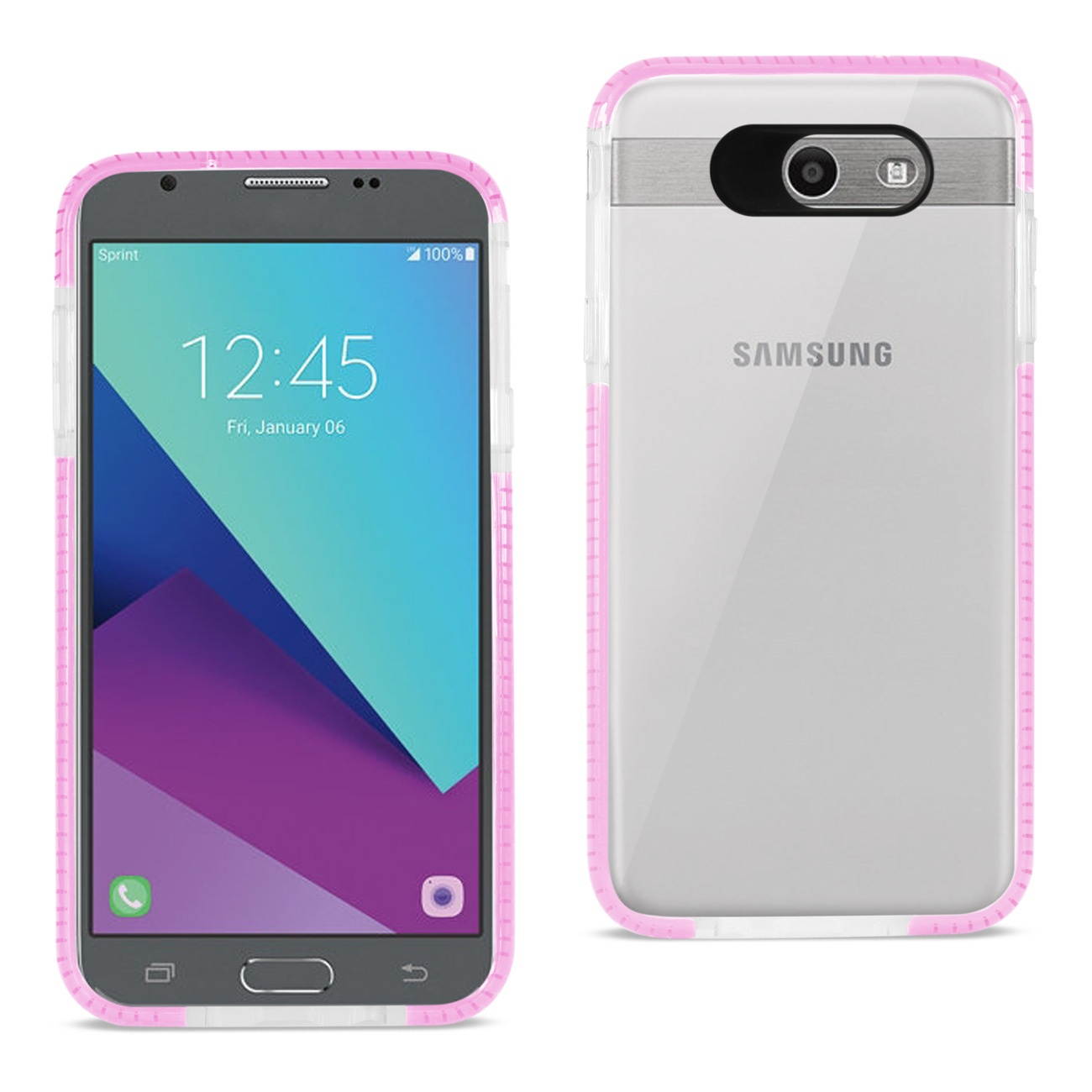 REIKO SAMSUNG GALAXY J7 V (2017) SOFT TRANSPARENT TPU CASE IN CLEAR PINK