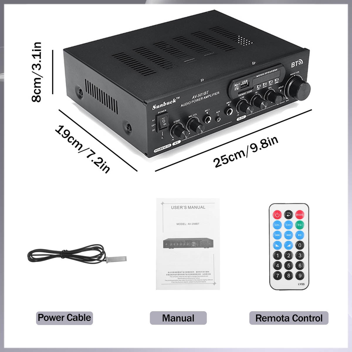 2 Channel bluetooth Home Stereo Amplifier Power Audio USB 2000W 110V