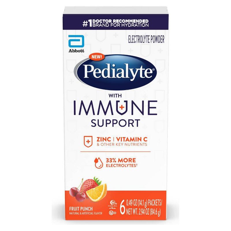 Pedialyte Immune Support Electrolyte Powder - Fruit Punch - 3.6oz