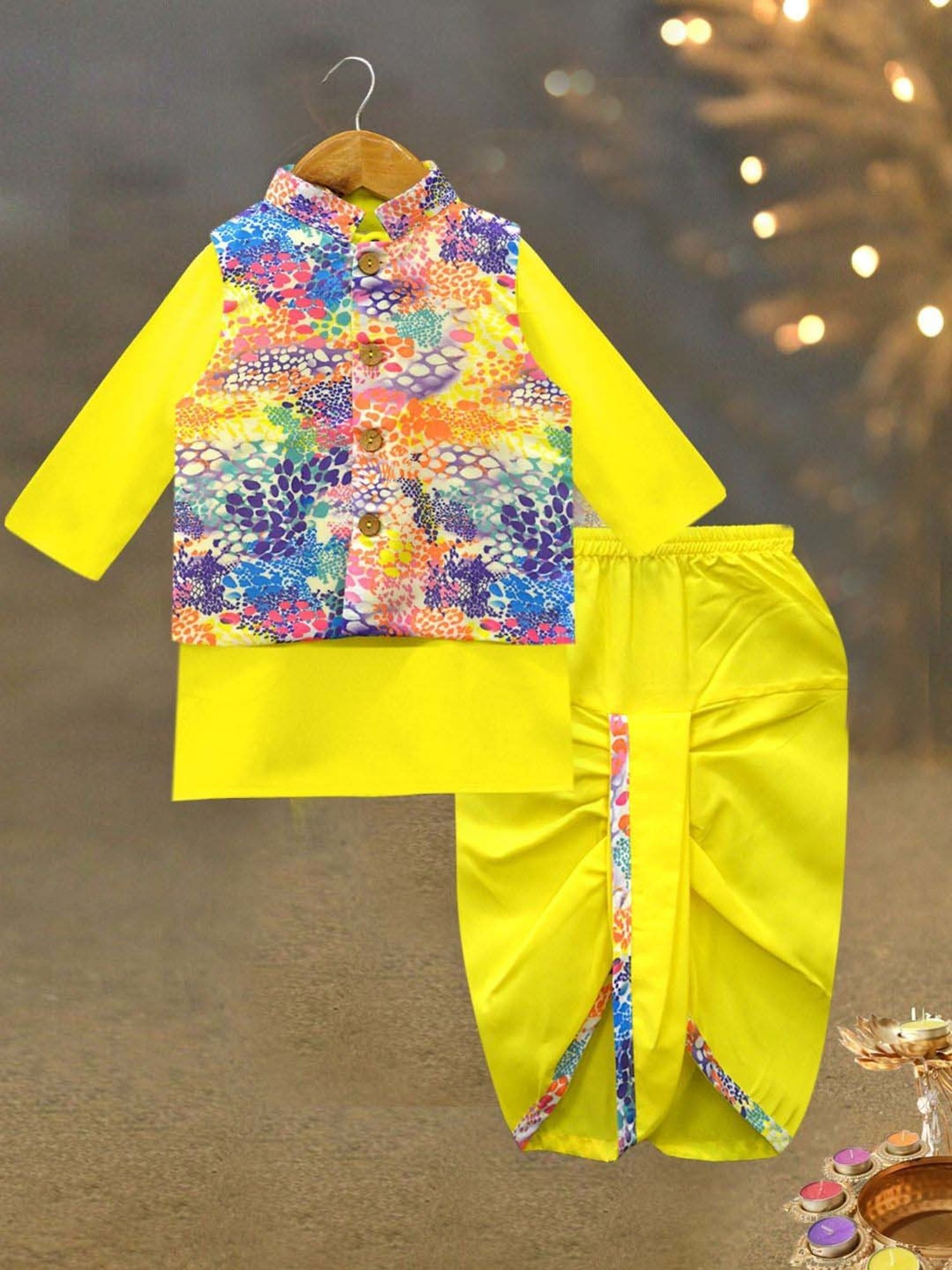 A.T.U.N. Boys Multicolor Printed Full Sleeves Kurta Set