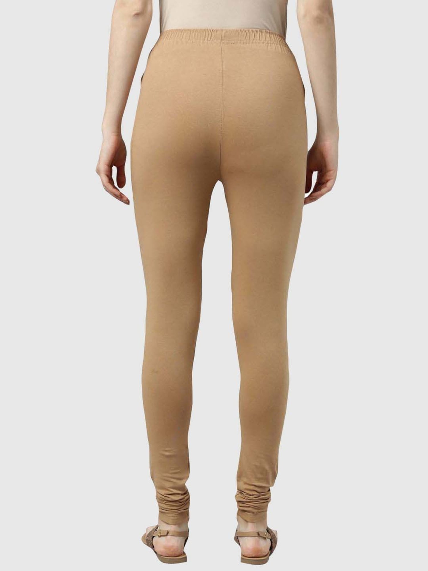 JCSS Beige & Orange Cotton Leggings - Pack Of 3