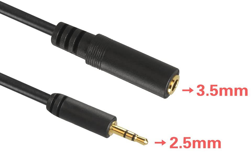 2.5mm Male to 3.5mm Female Stereo Jack Cable Adapter
